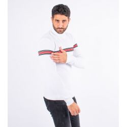 Pull col roule blanc