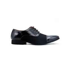 Derby en simili cuir noir matte et brillant