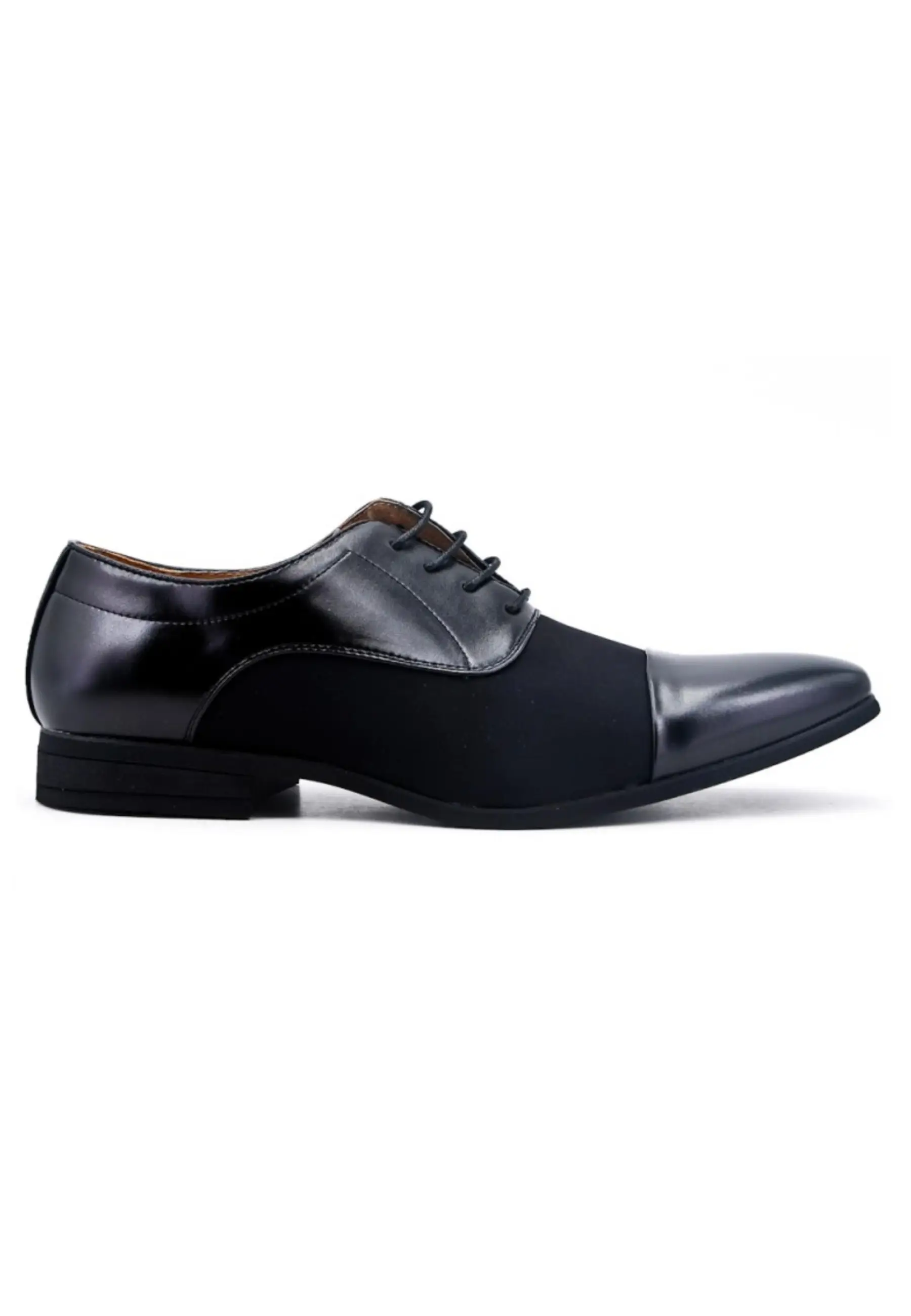 Derby en simili cuir noir matte et brillant