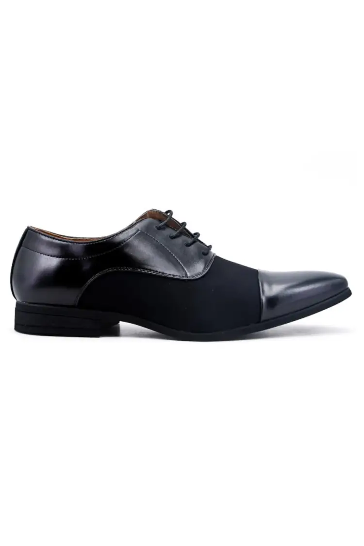 Derby en simili cuir noir matte et brillant