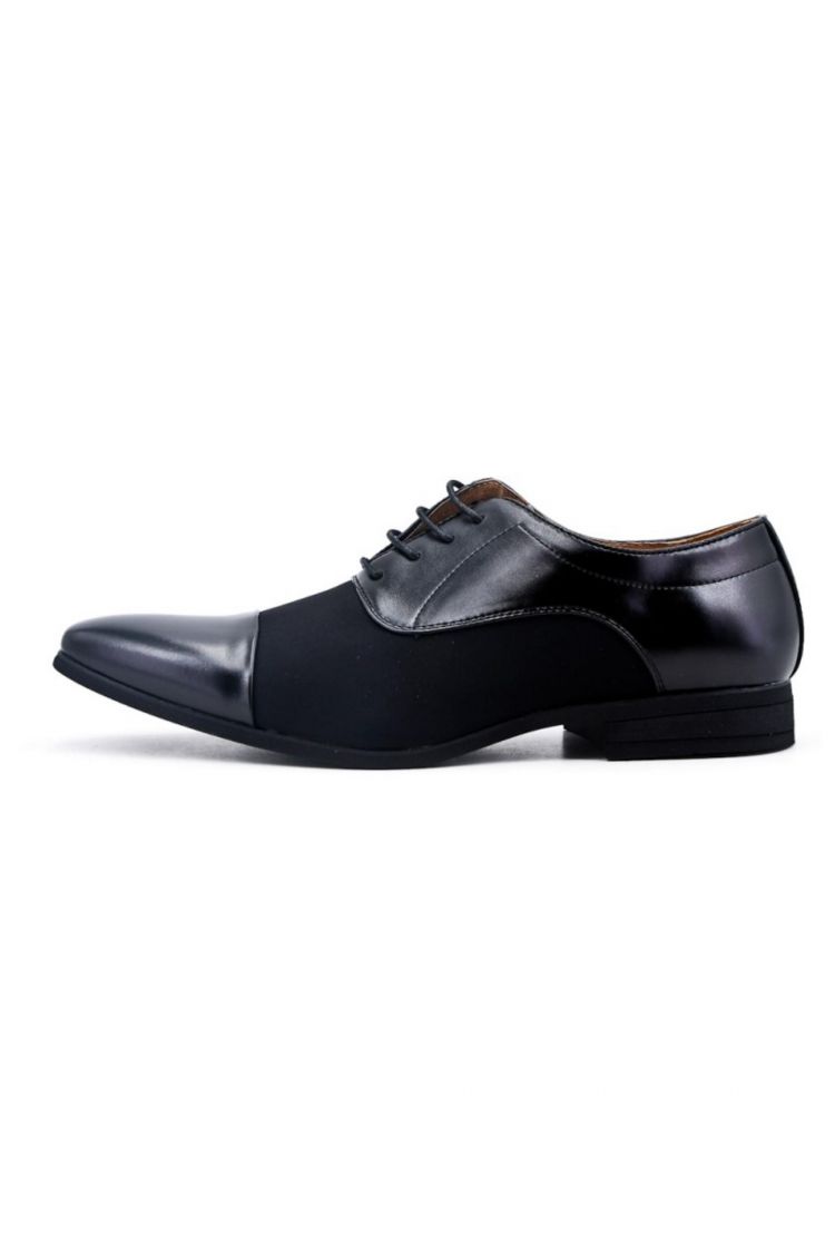 Derby en simili cuir noir matte et brillant