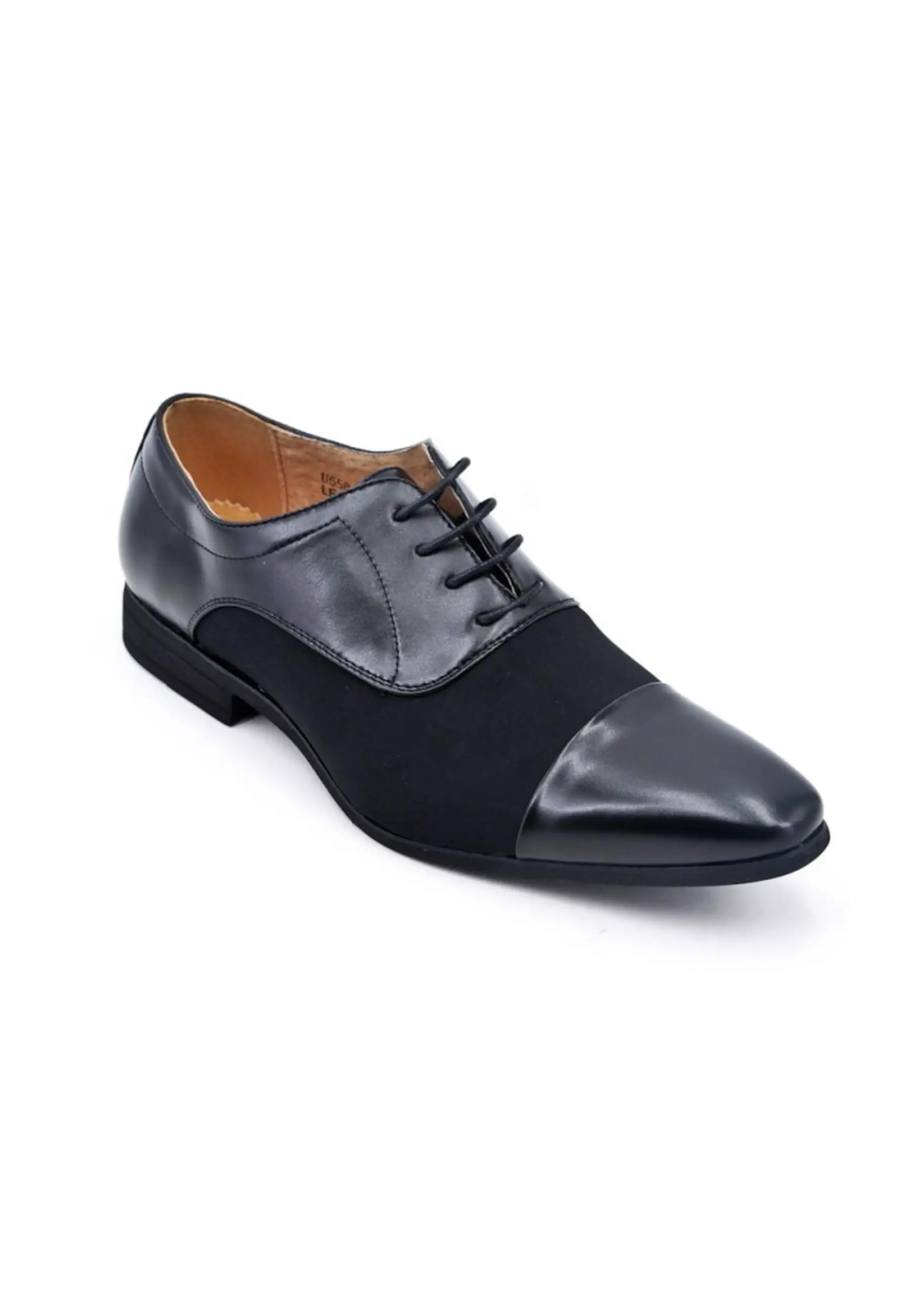 Derby en simili cuir noir matte et brillant