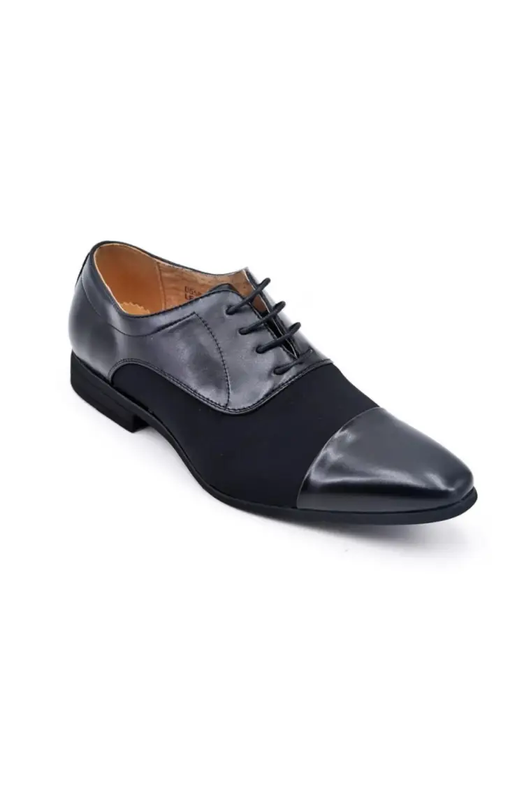Derby en simili cuir noir matte et brillant