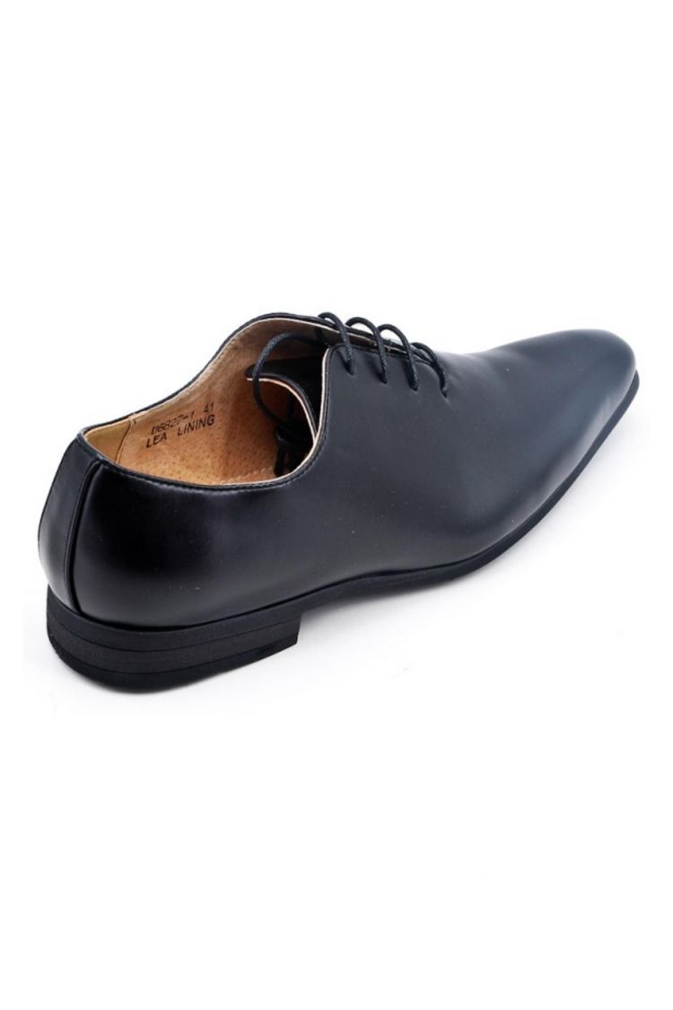 Derby en simili cuir avec lacets noir brillant