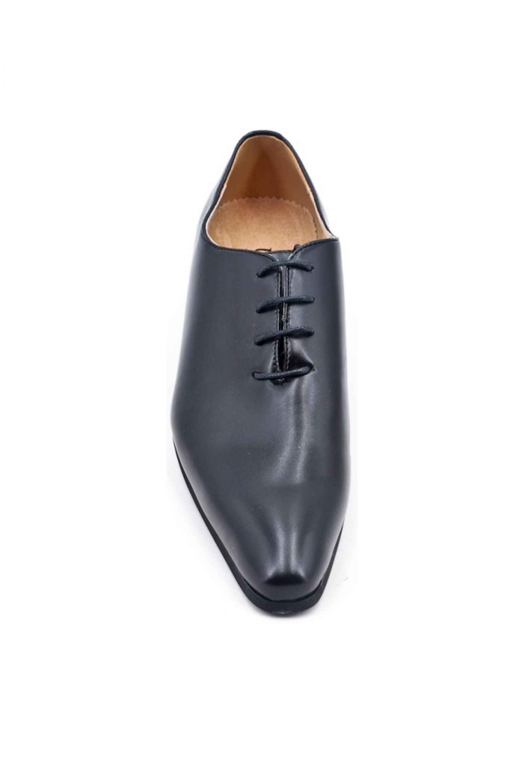 Derby en simili cuir avec lacets noir brillant