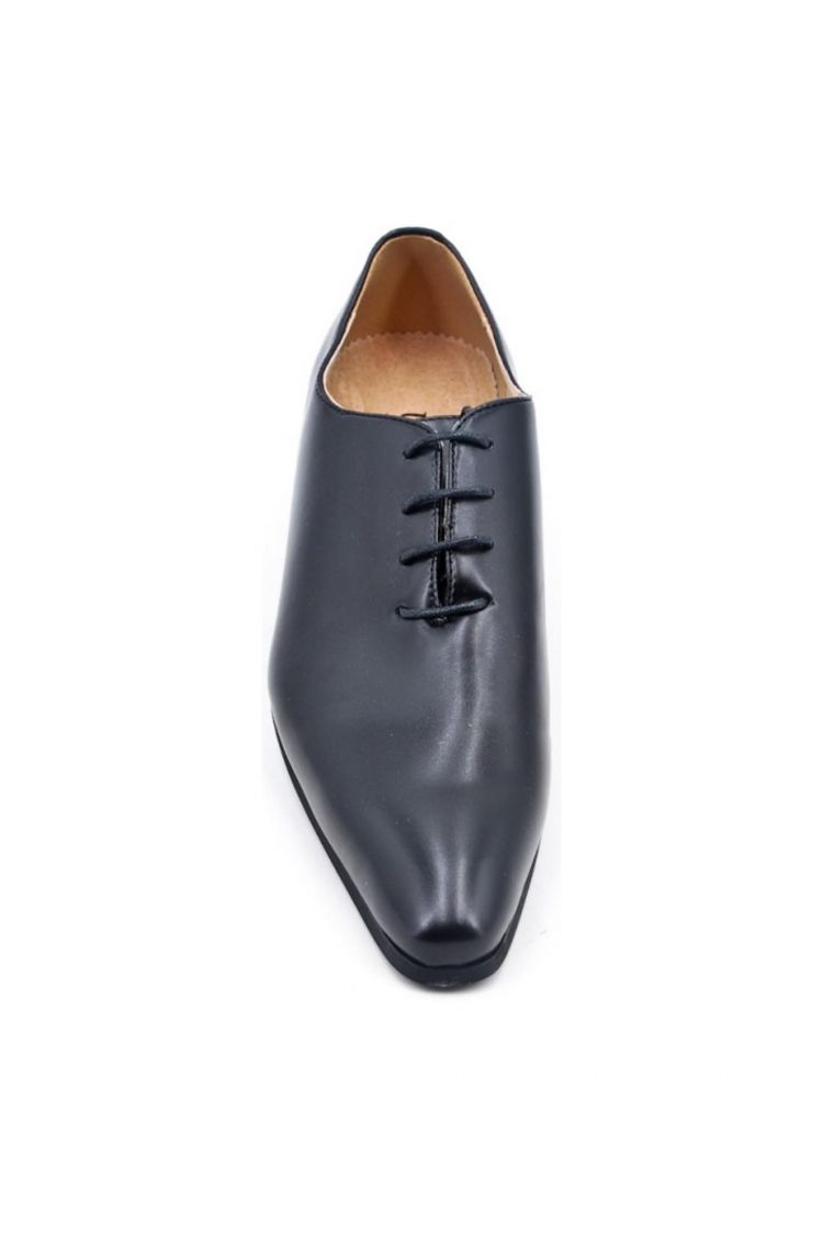 Derby en simili cuir avec lacets noir brillant