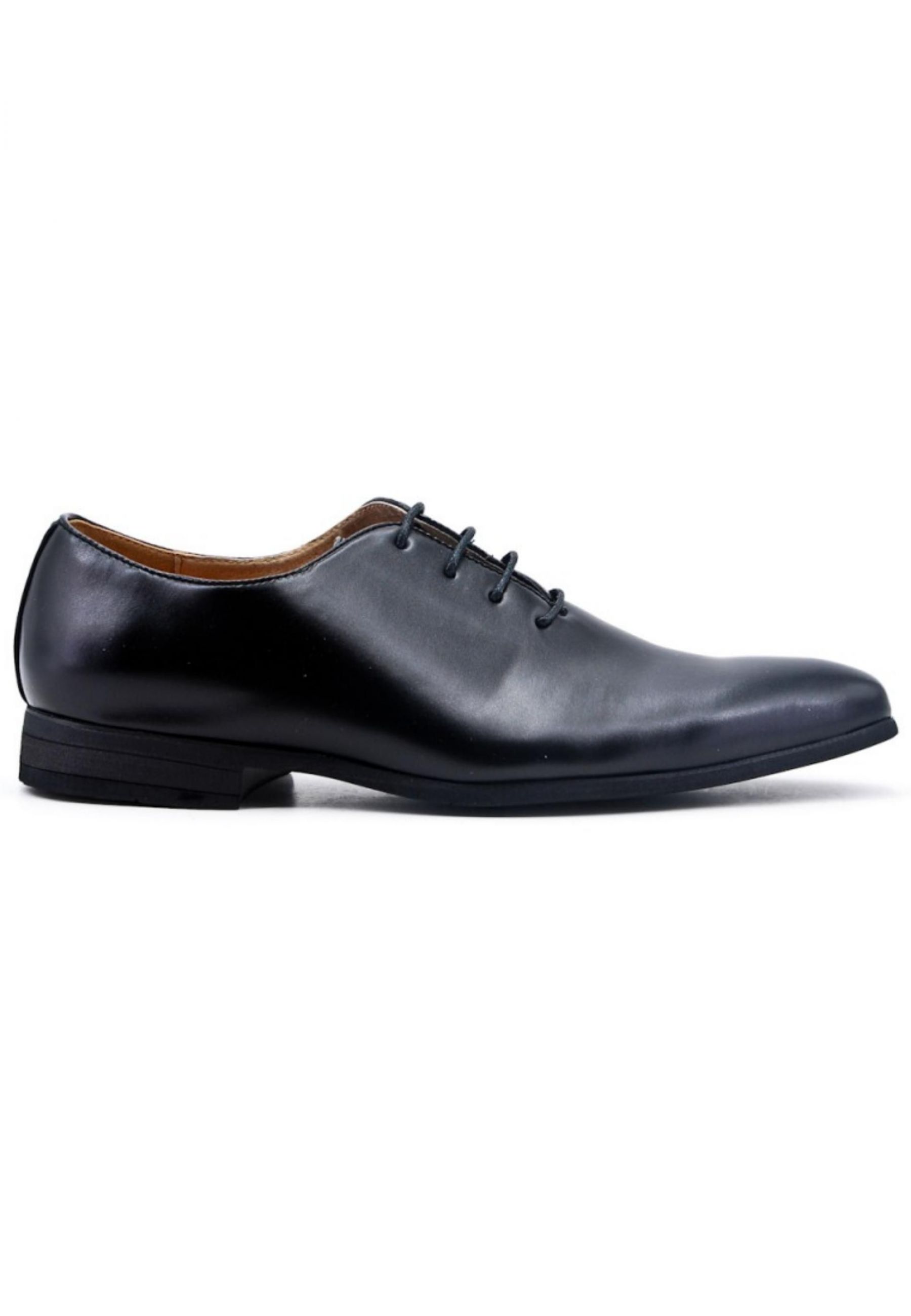 Derby en simili cuir avec lacets noir brillant