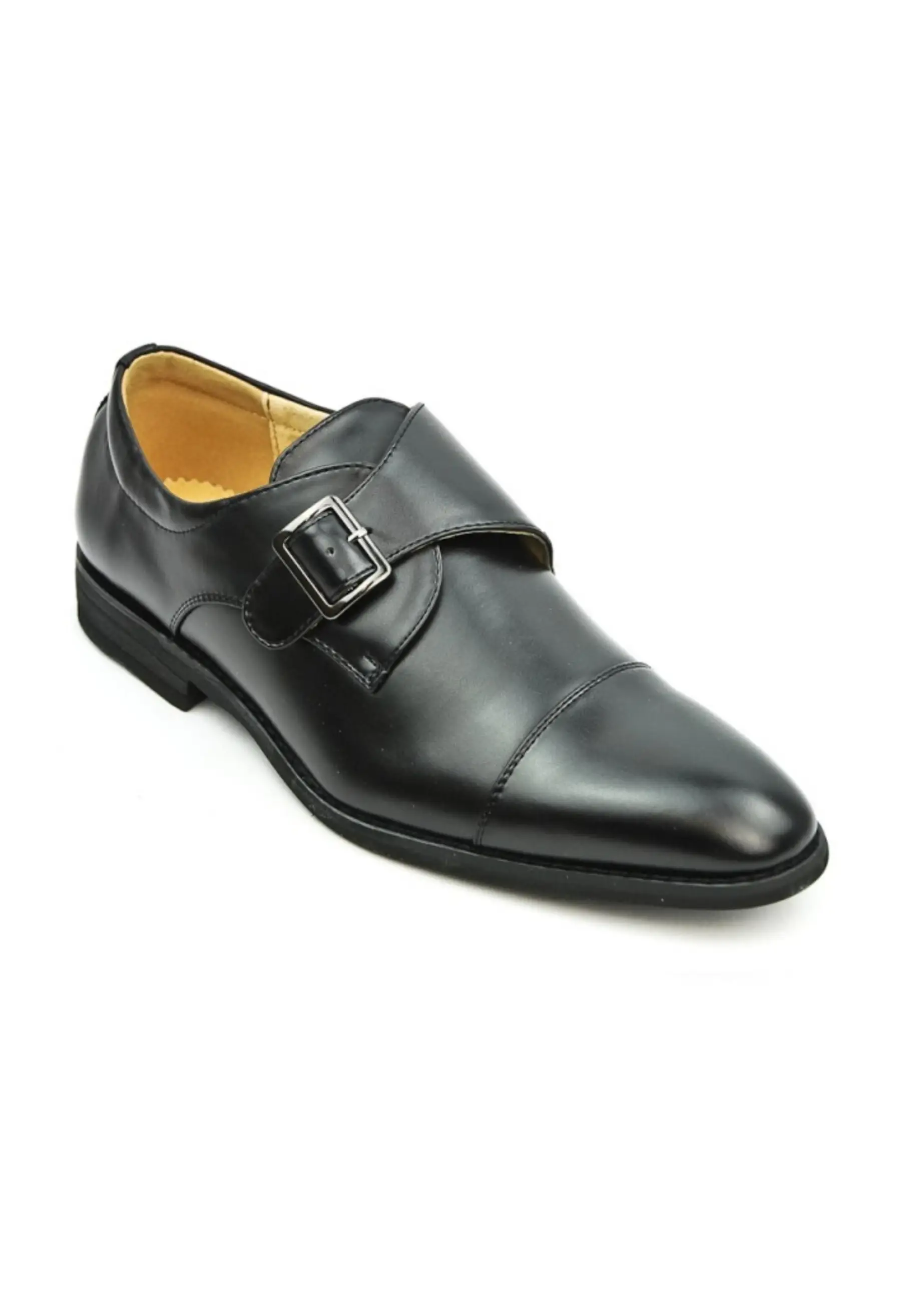 Derby en simili cuir avec boucle noir brillant