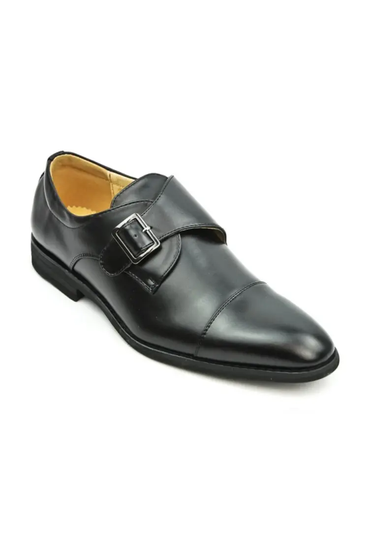 Derby en simili cuir avec boucle noir brillant