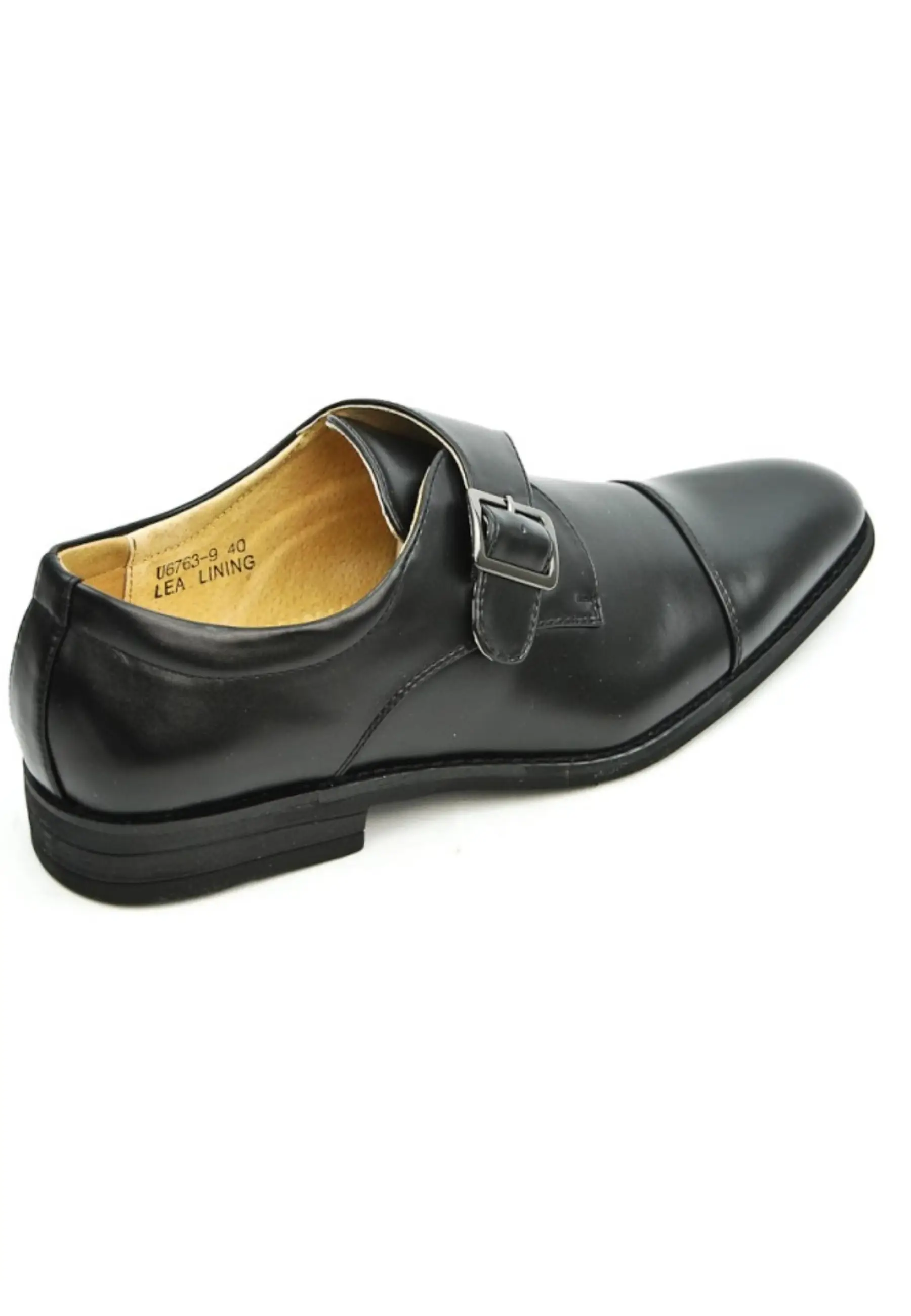 Derby en simili cuir avec boucle noir brillant