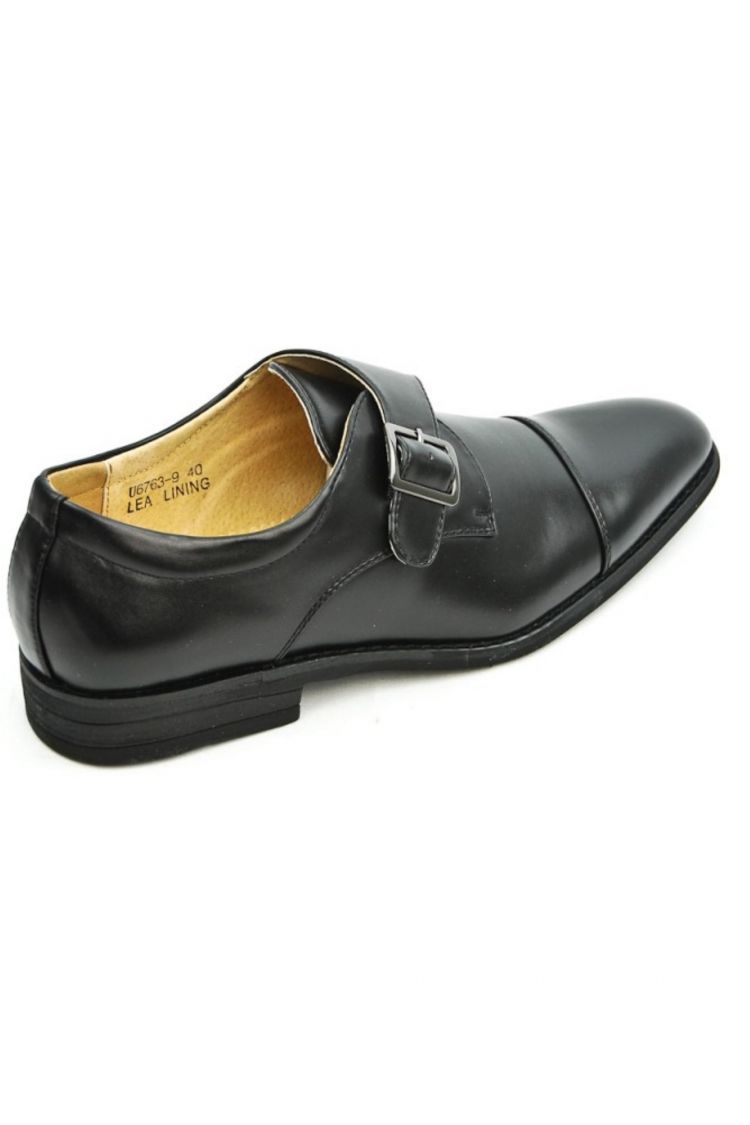 Derby en simili cuir avec boucle noir brillant