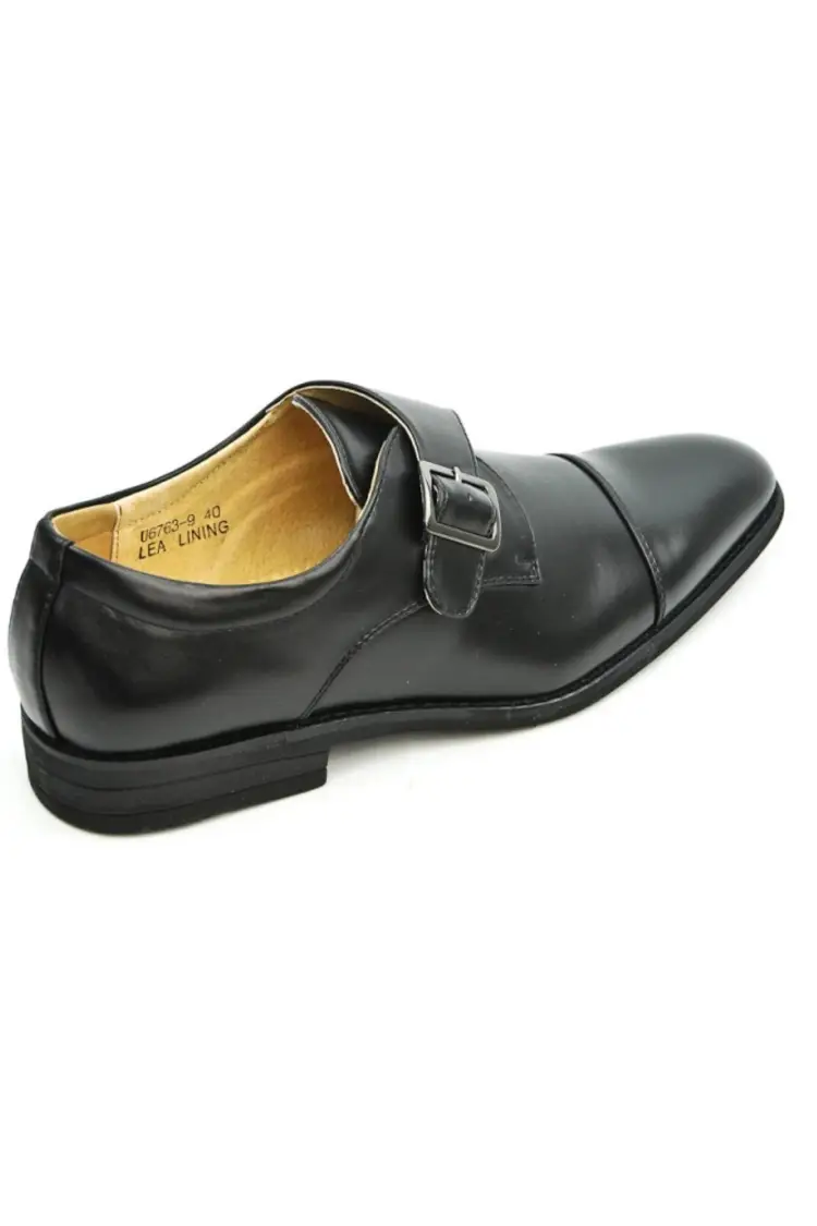 Derby en simili cuir avec boucle noir brillant