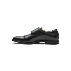 Derby en simili cuir avec boucle noir brillant