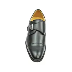 Derby en simili cuir avec boucle noir brillant