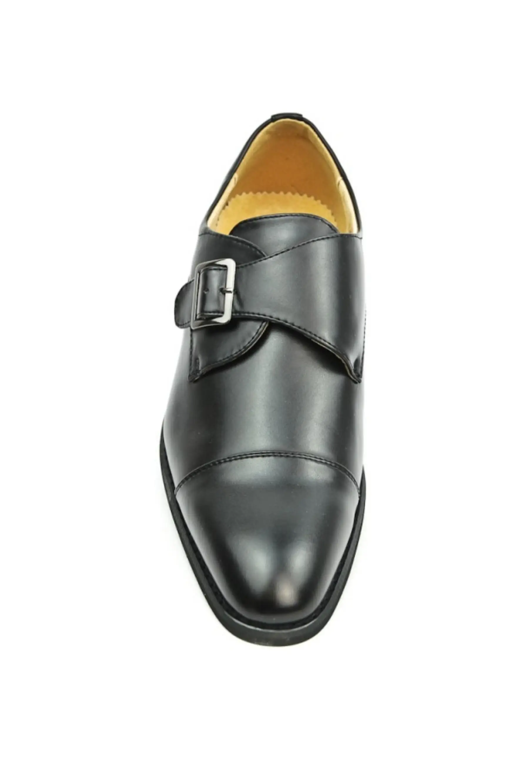 Derby en simili cuir avec boucle noir brillant