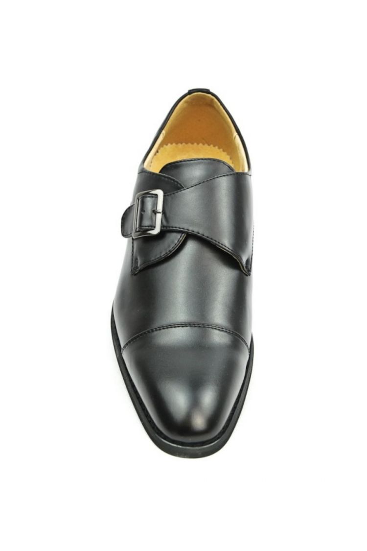 Derby en simili cuir avec boucle noir brillant