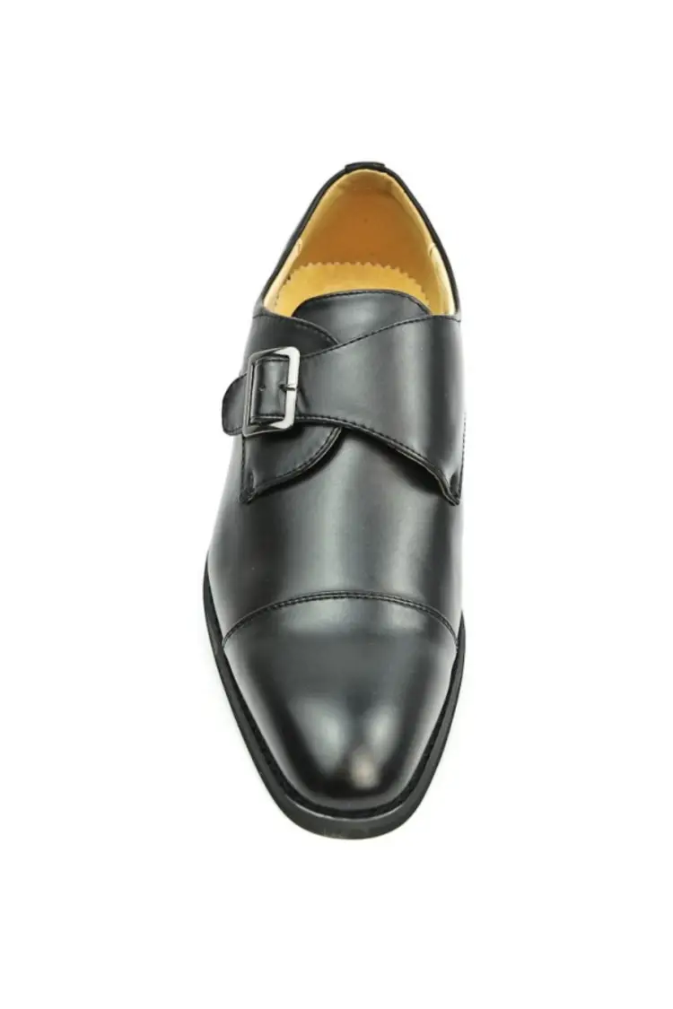 Derby en simili cuir avec boucle noir brillant