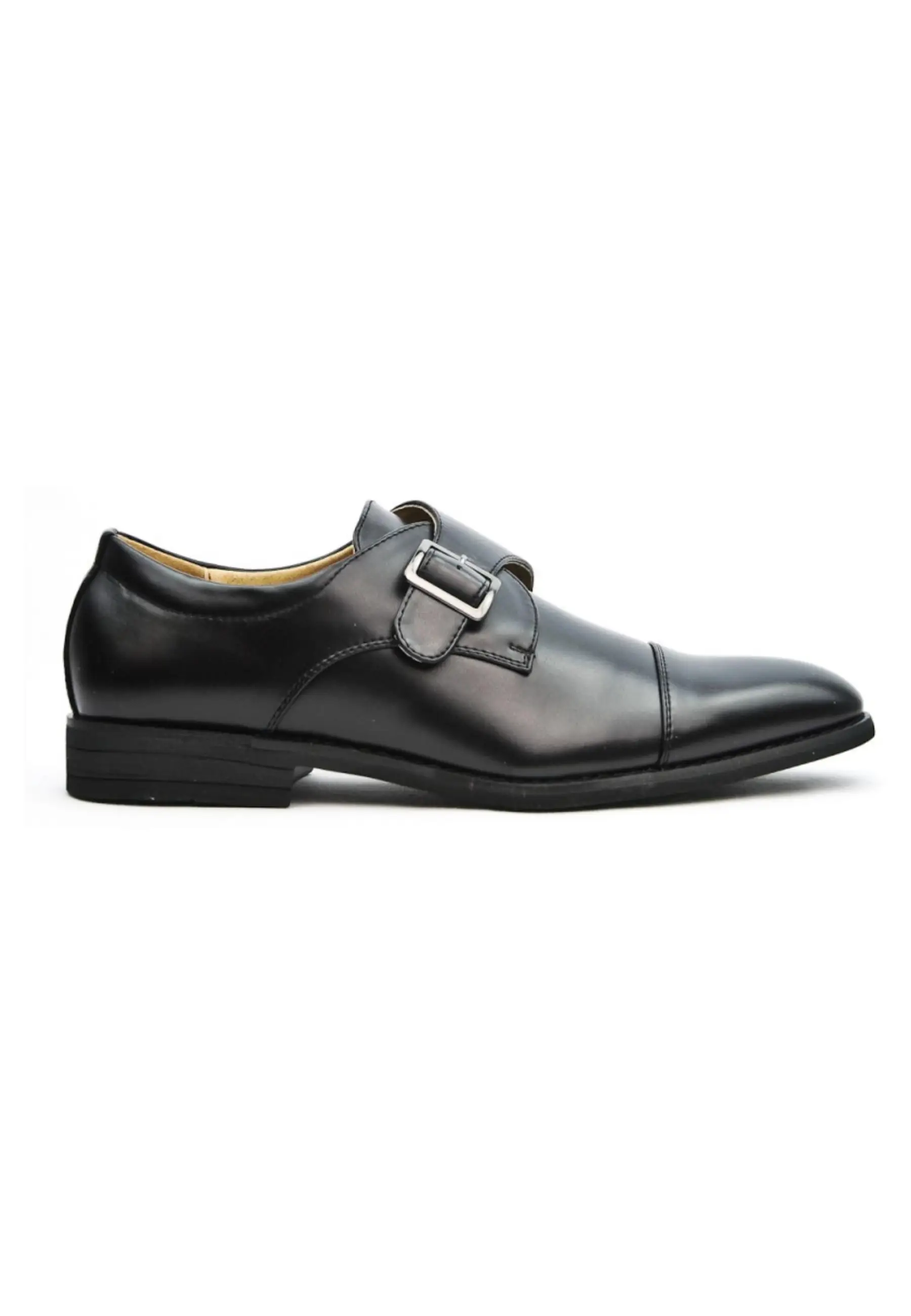 Derby en simili cuir avec boucle noir brillant