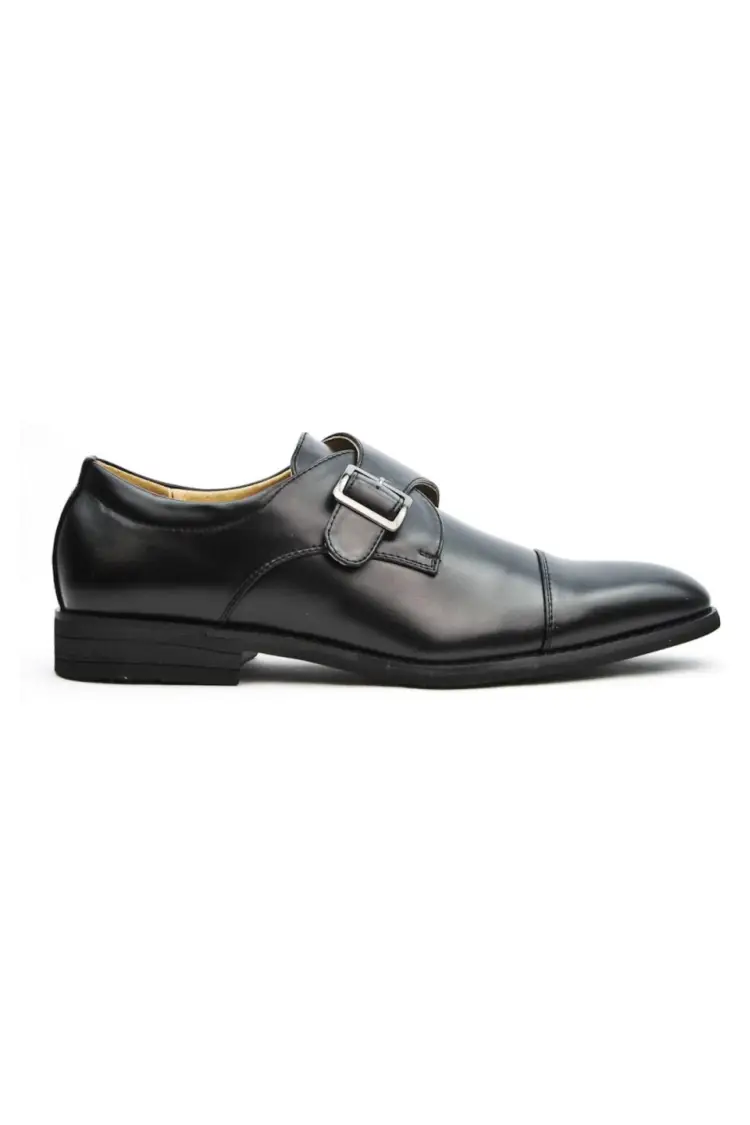 Derby en simili cuir avec boucle noir brillant