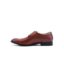 Derby en simili cuir avec boucle cognac brillant