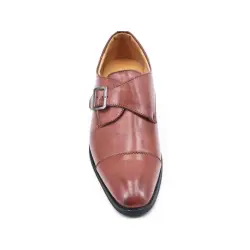 Derby en simili cuir avec boucle cognac brillant