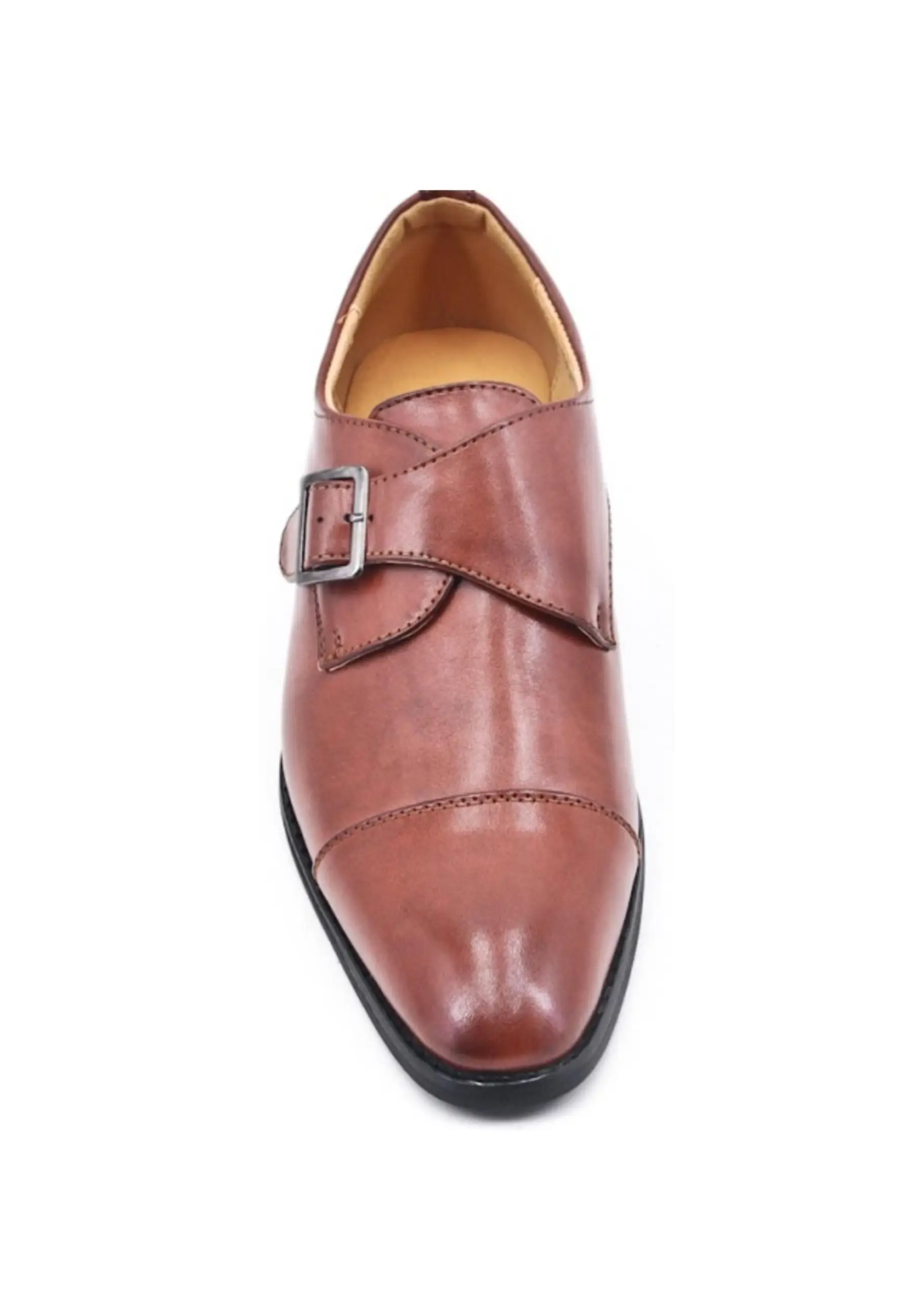 Derby en simili cuir avec boucle cognac brillant