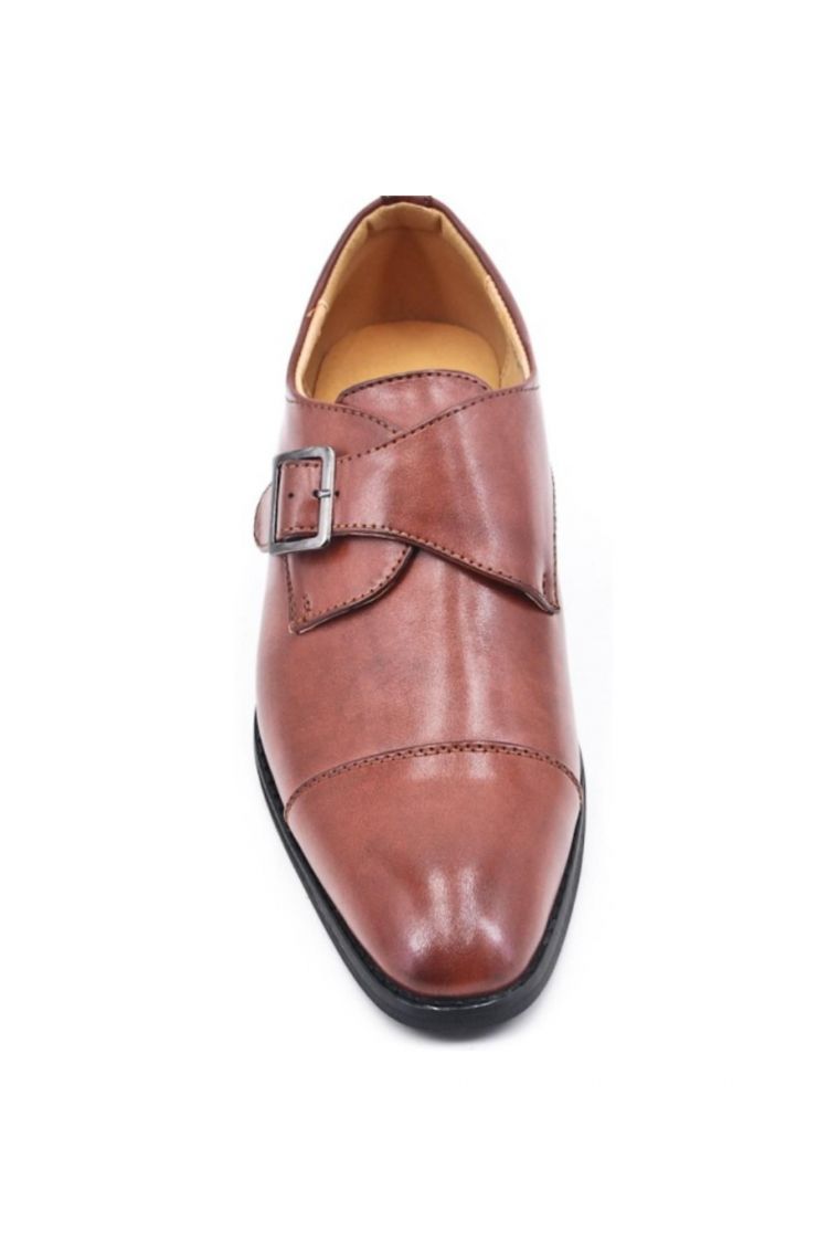 Derby en simili cuir avec boucle cognac brillant