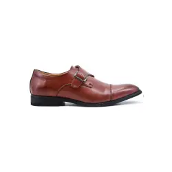Derby en simili cuir avec boucle cognac brillant