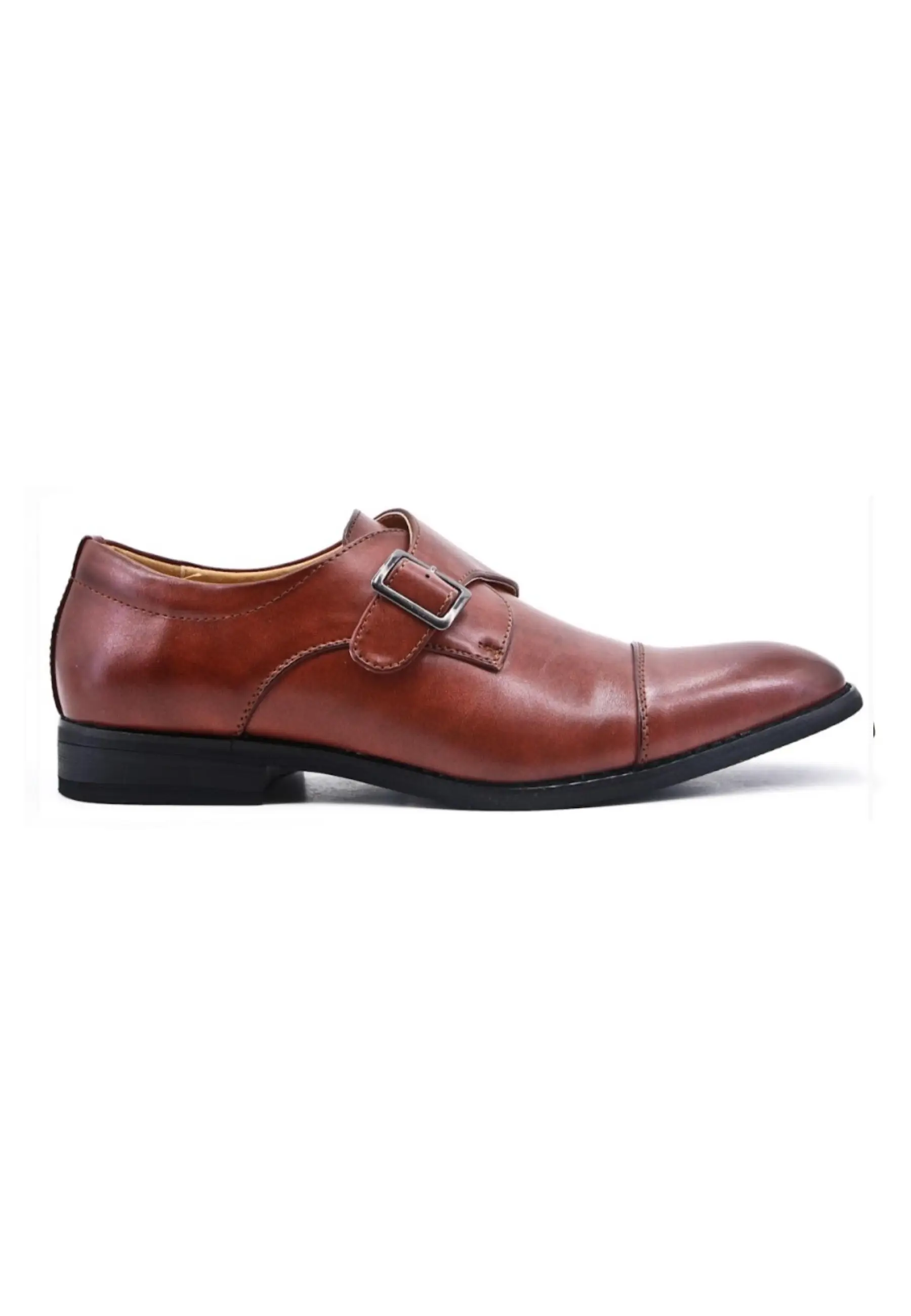 Derby en simili cuir avec boucle cognac brillant