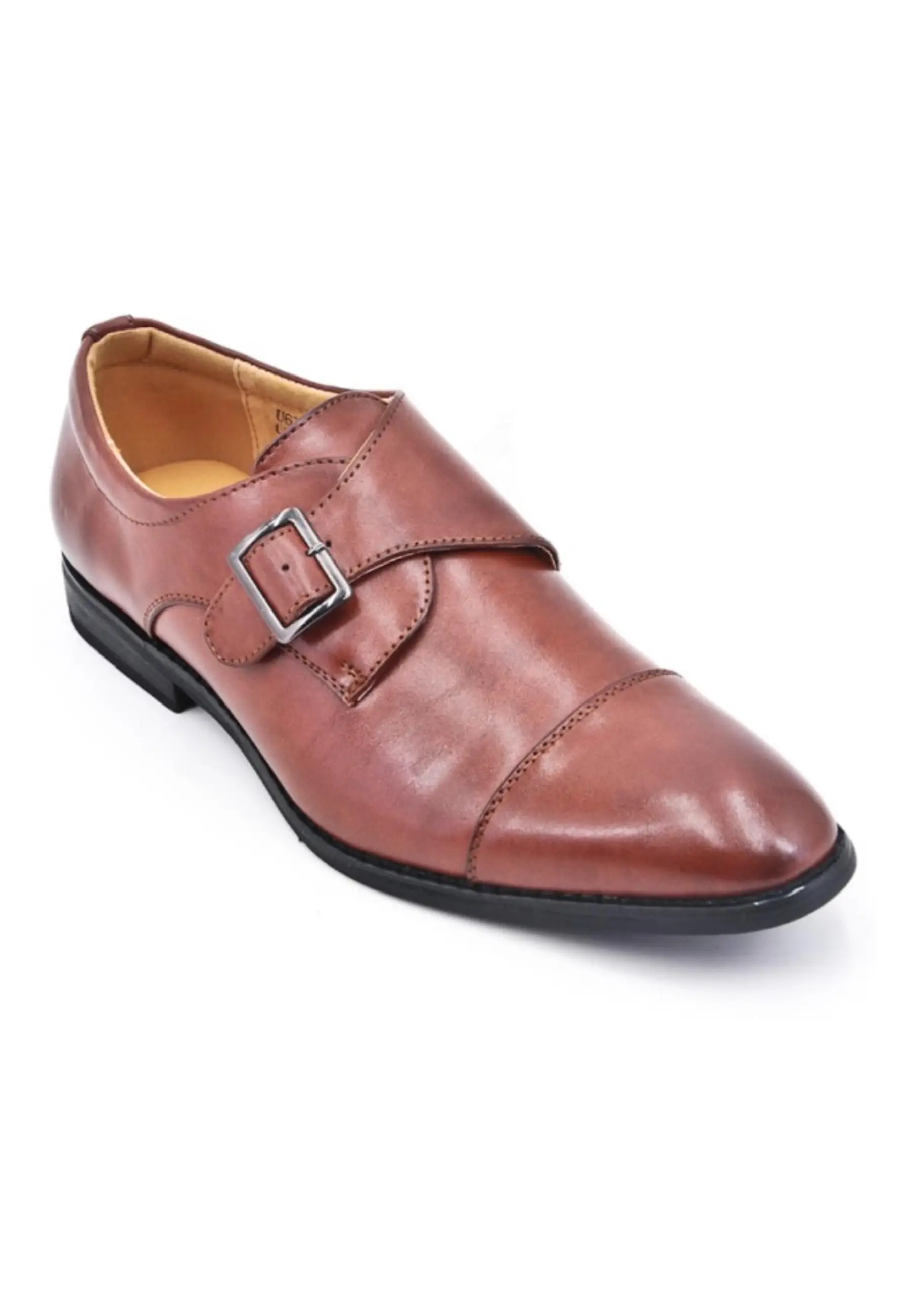 Derby en simili cuir avec boucle cognac brillant