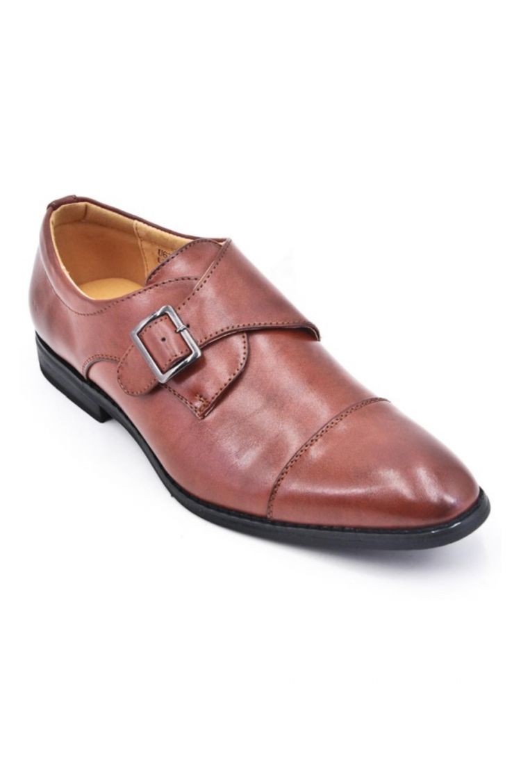 Derby en simili cuir avec boucle cognac brillant