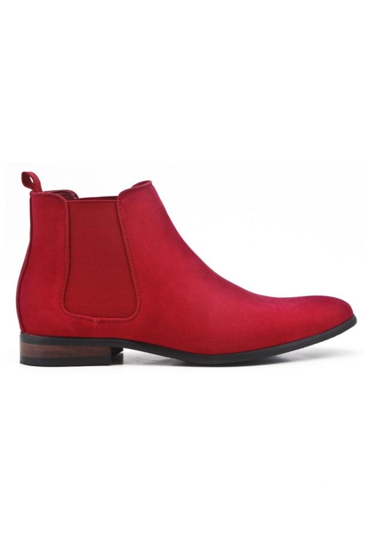 Bottines en suédine rouge