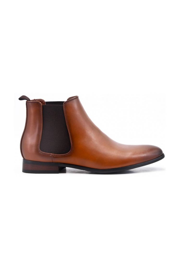 Bottines en simili cuir cognac