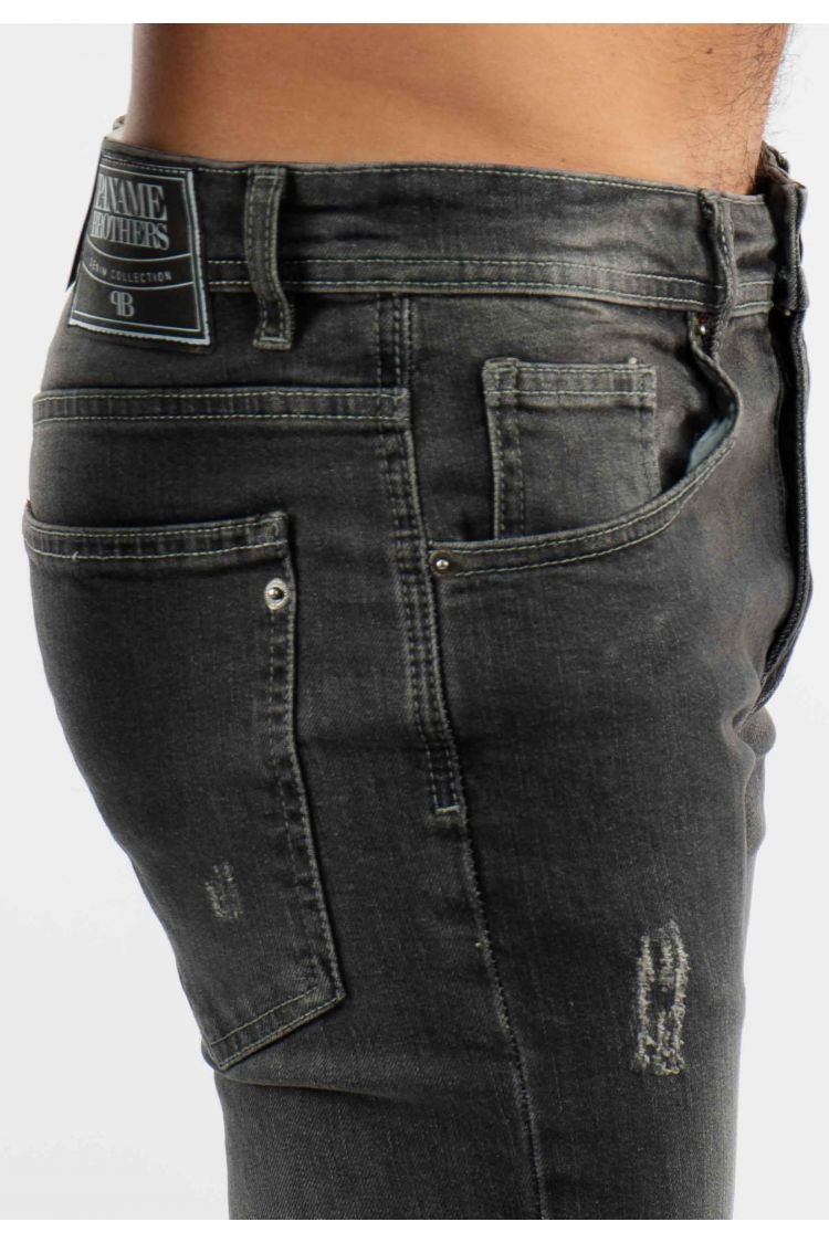 Jean super slim délavé stone wash gris