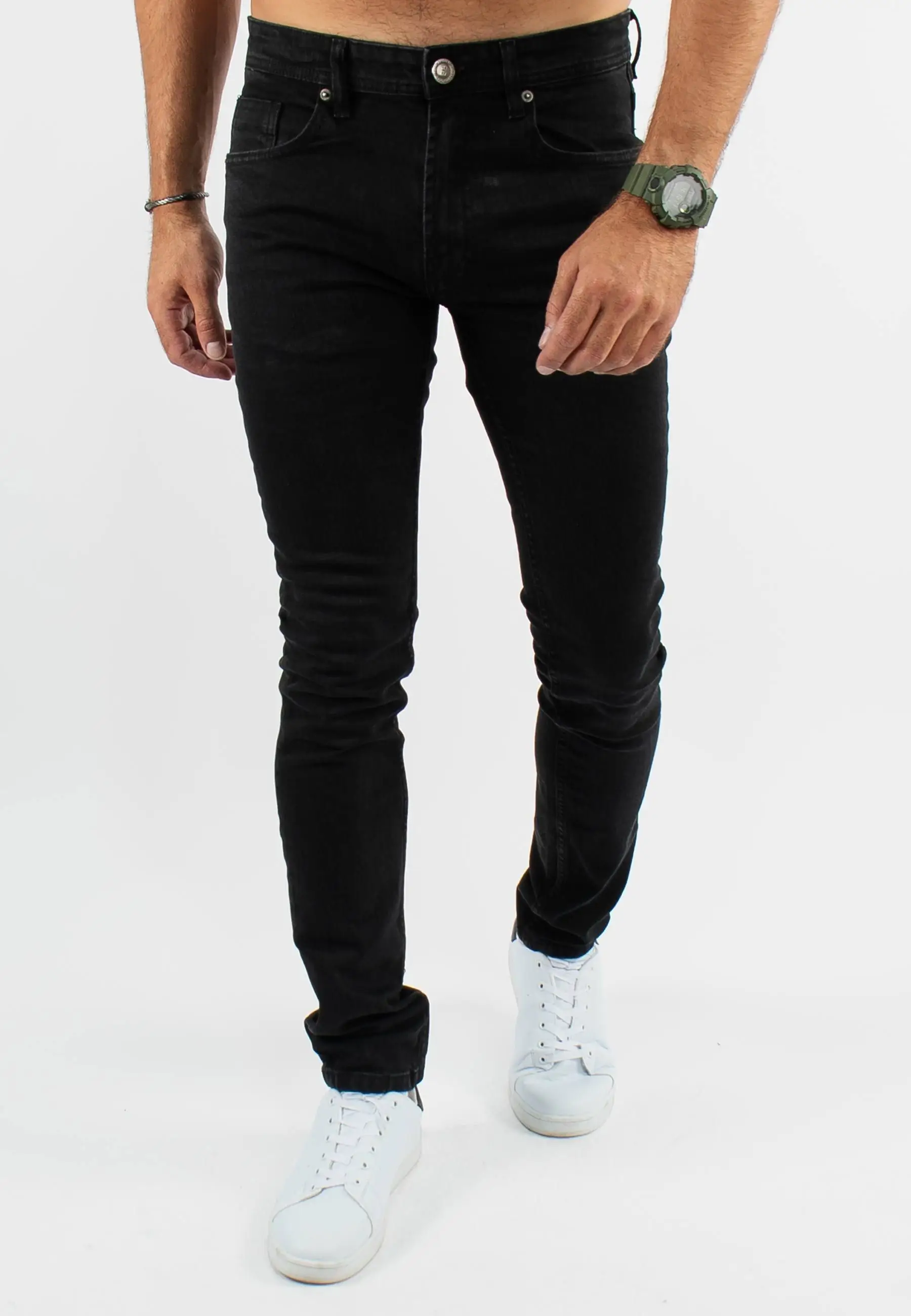 Jean super slim délavé stone wash noir