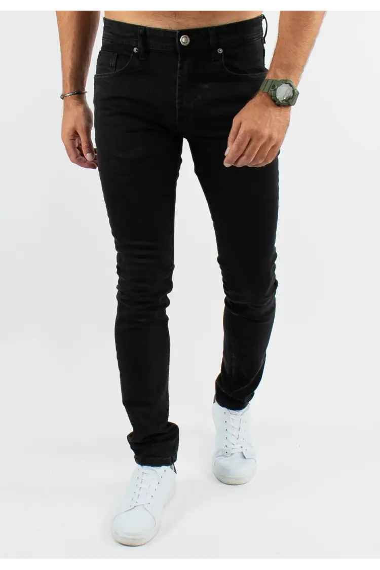Jean super slim délavé stone wash noir