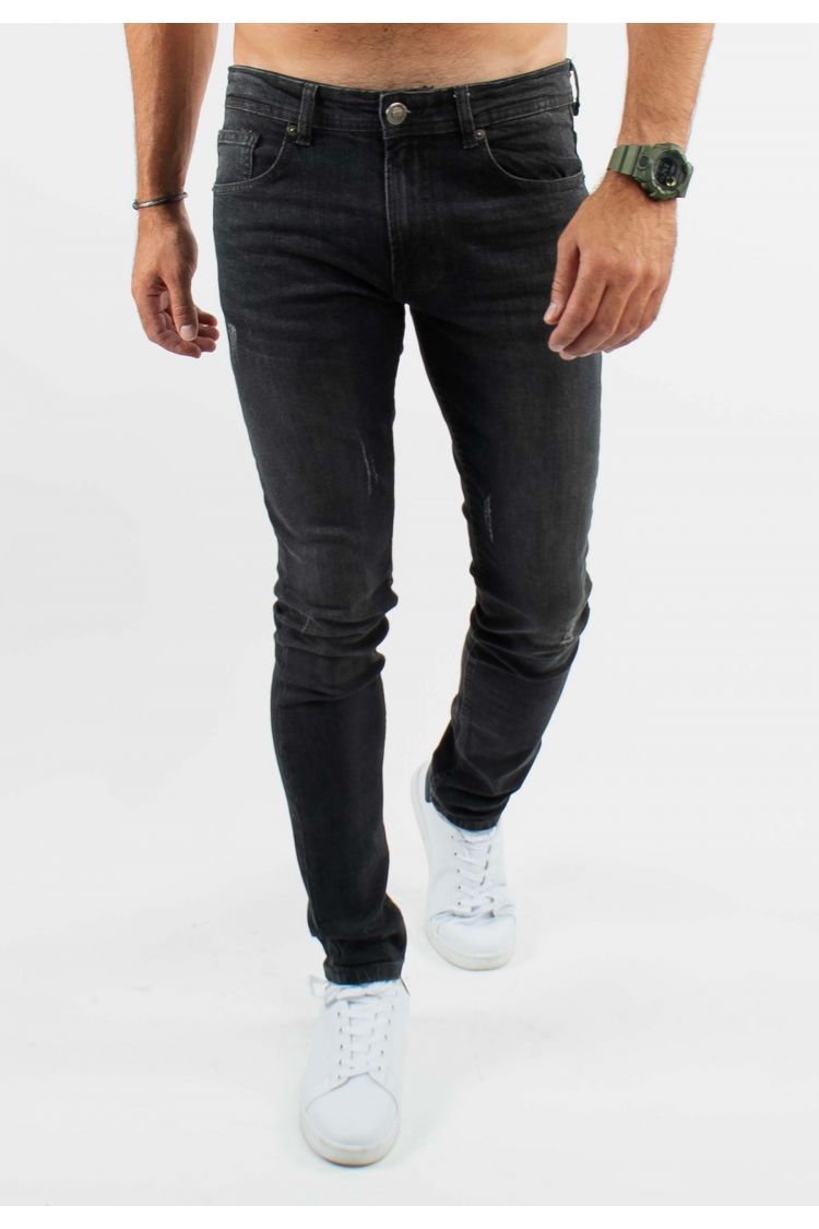 Jean super slim délavé stone wash noir stone