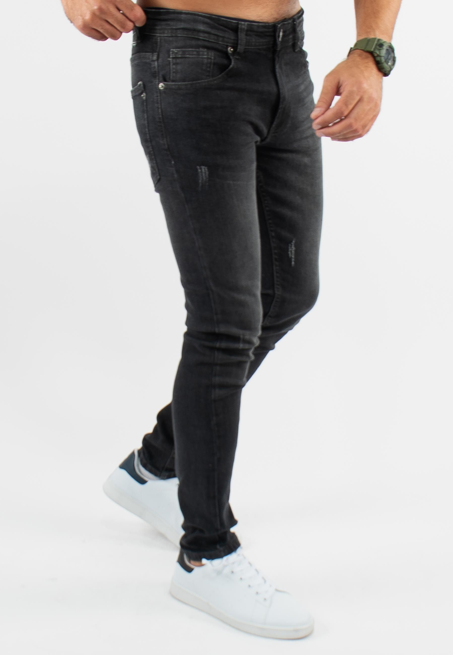 Jean super slim délavé stone wash noir stone