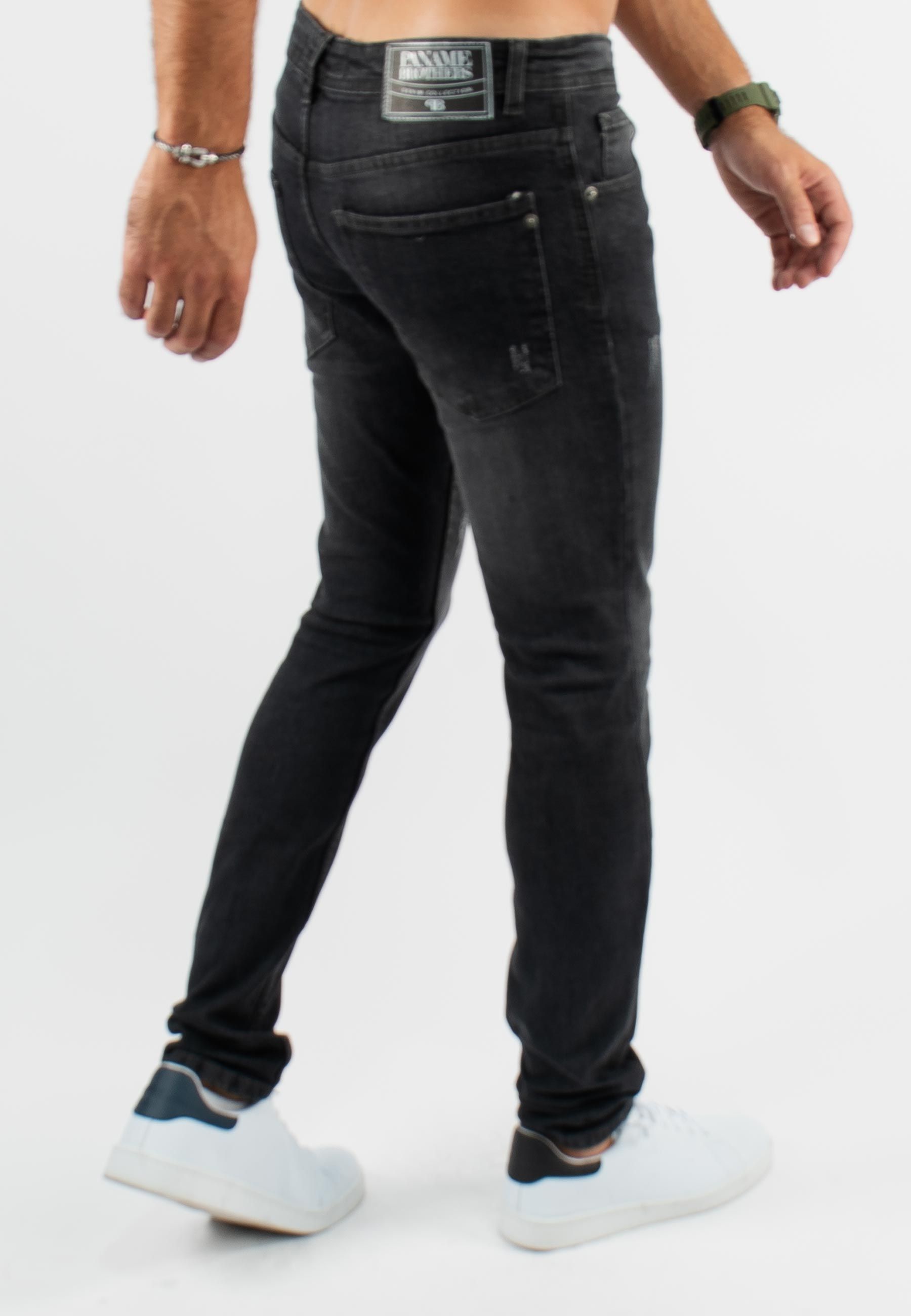 Jean super slim délavé stone wash noir stone