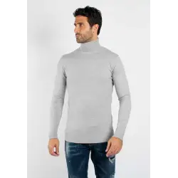 Pull fin col roulé YY02 - Gris