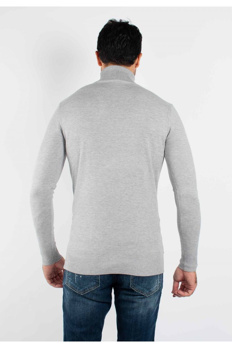 Pull fin col roulé YY02 - Gris