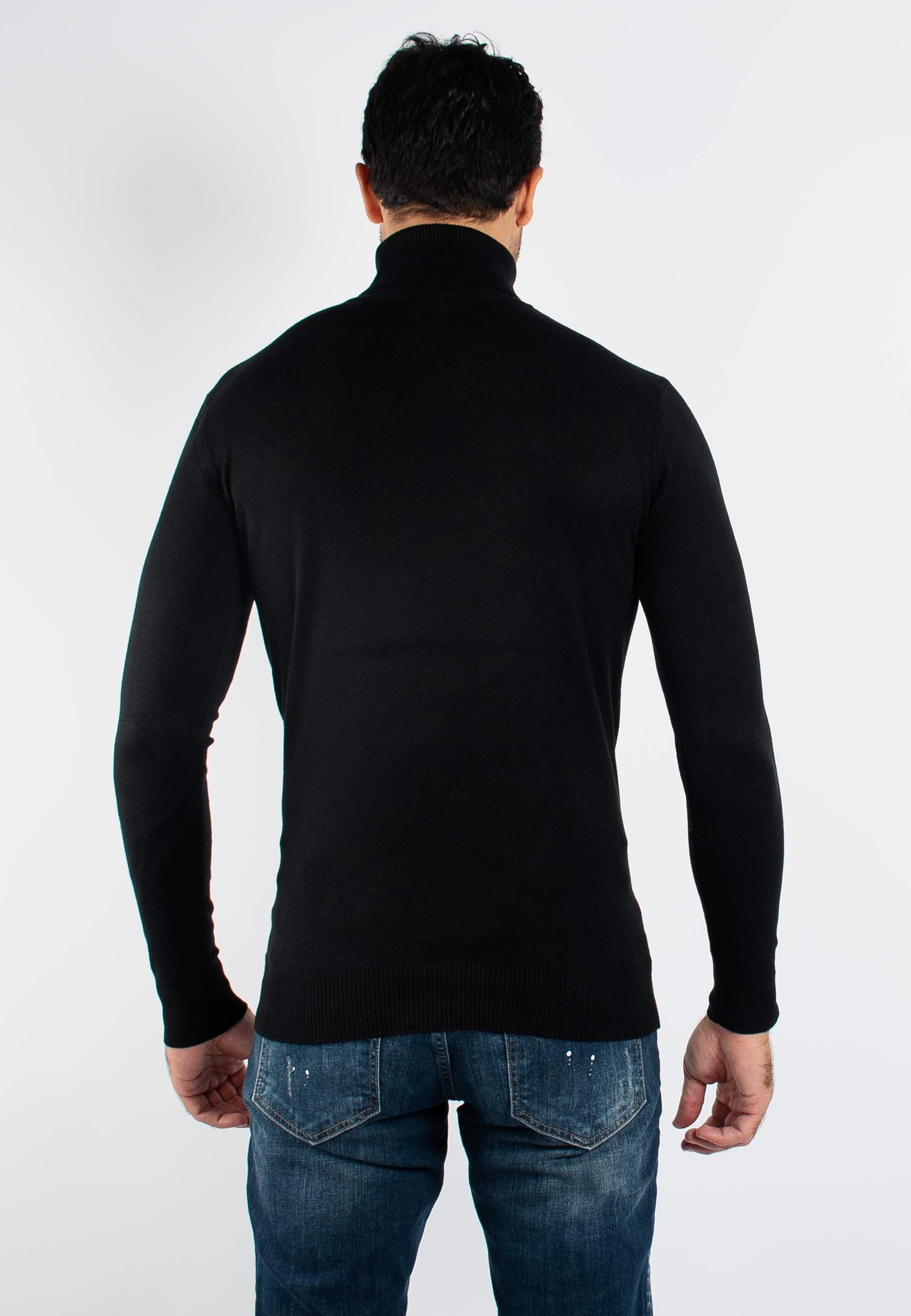 Pull fin col roulé YY02 - Noir