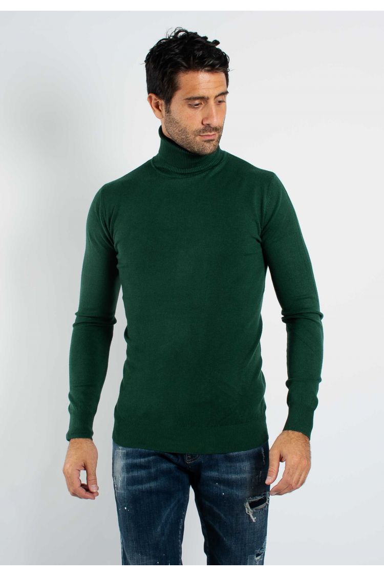 Pull fin col roulé YY02 - Vert