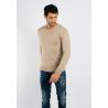 Pull fin col V YY03 - Beige