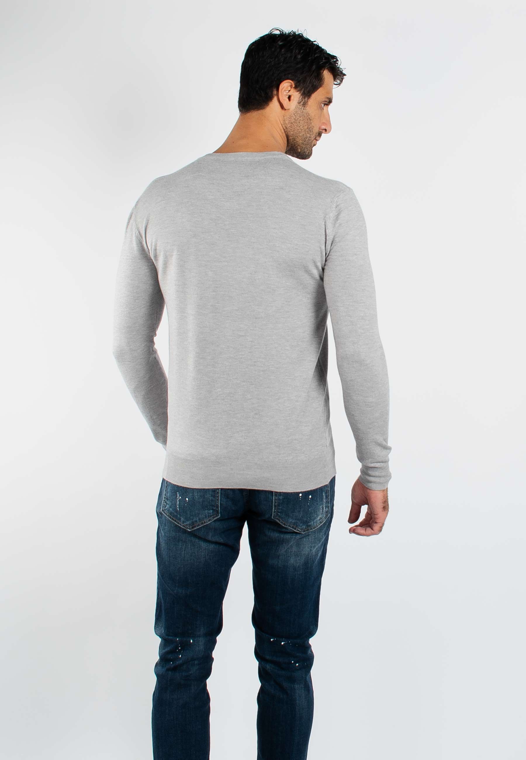 Pull fin col V YY03 - Gris