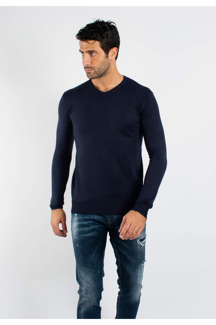 Pull fin col V YY03 - Navy