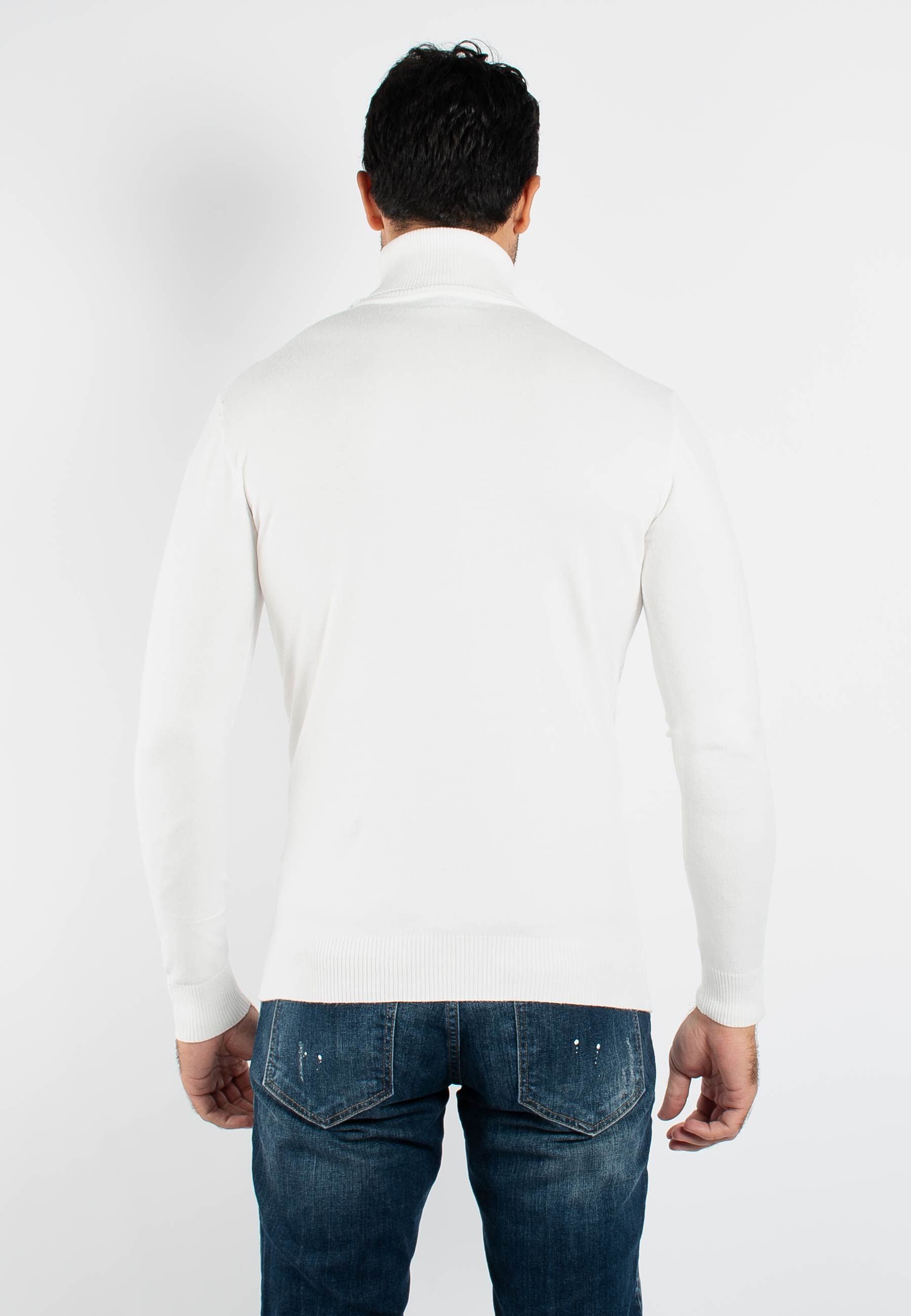 Pull fin col roulé YY02 - Blanc