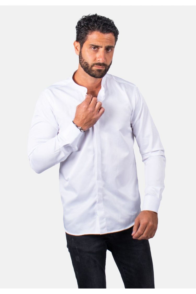 Chemise blanche à boutonner avec col mao