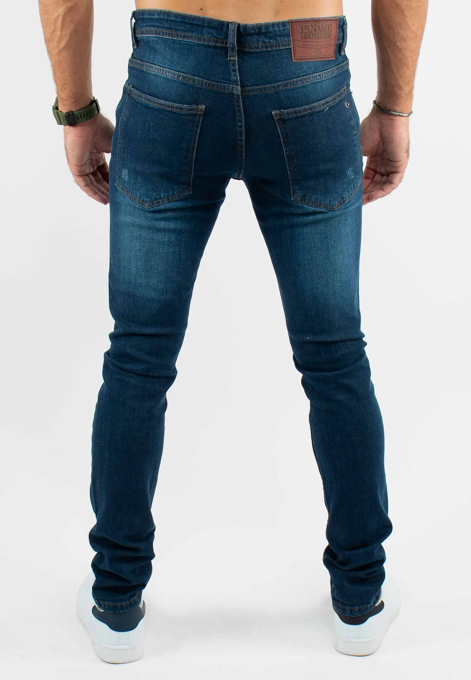Jean super slim délavé stone wash bleu stone