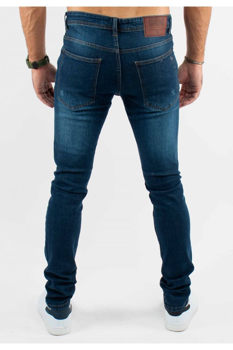 Jean super slim délavé stone wash bleu stone